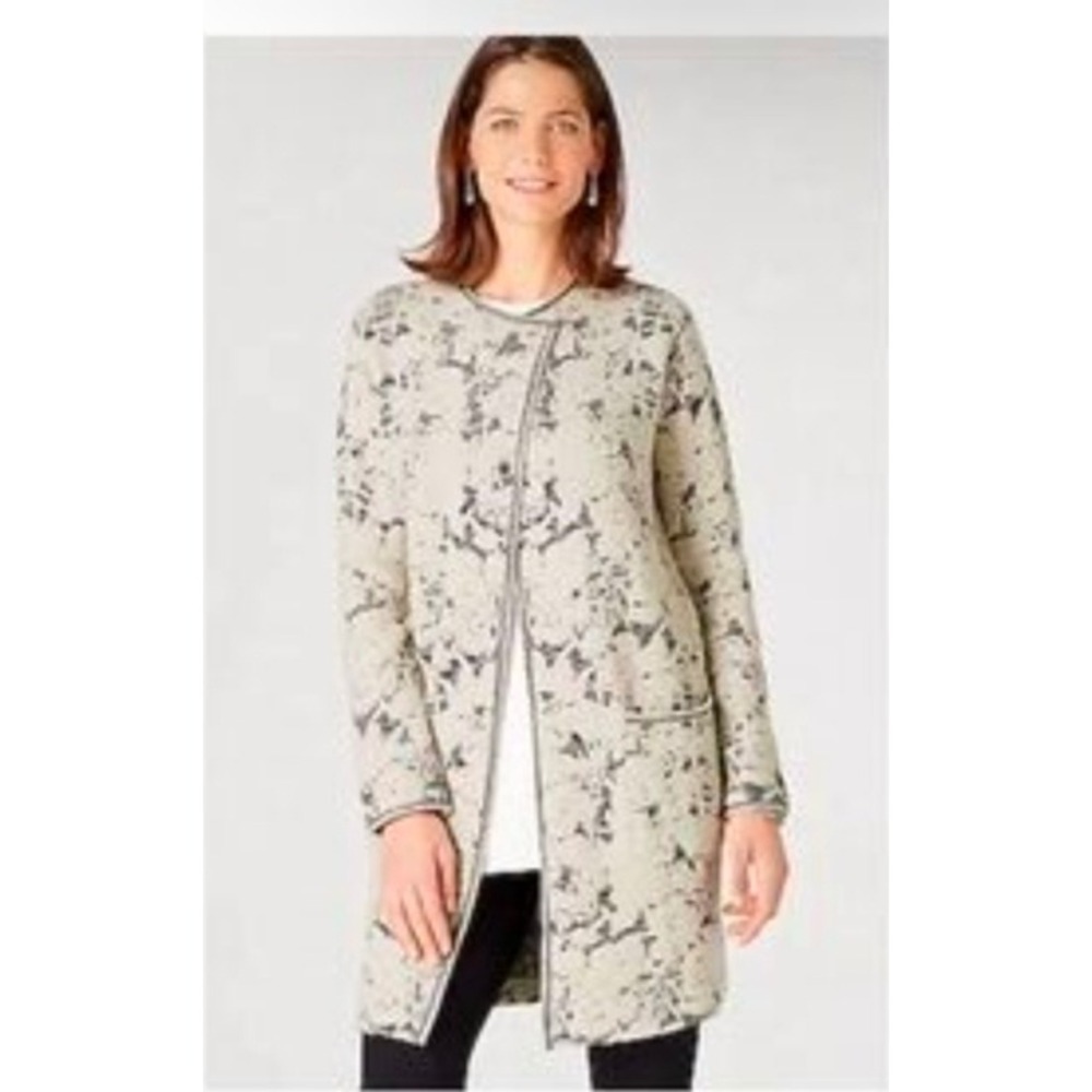 NWT J. Jill Oatmeal HM Jacquard Longline Cardigan Sweater Plus Size 106944